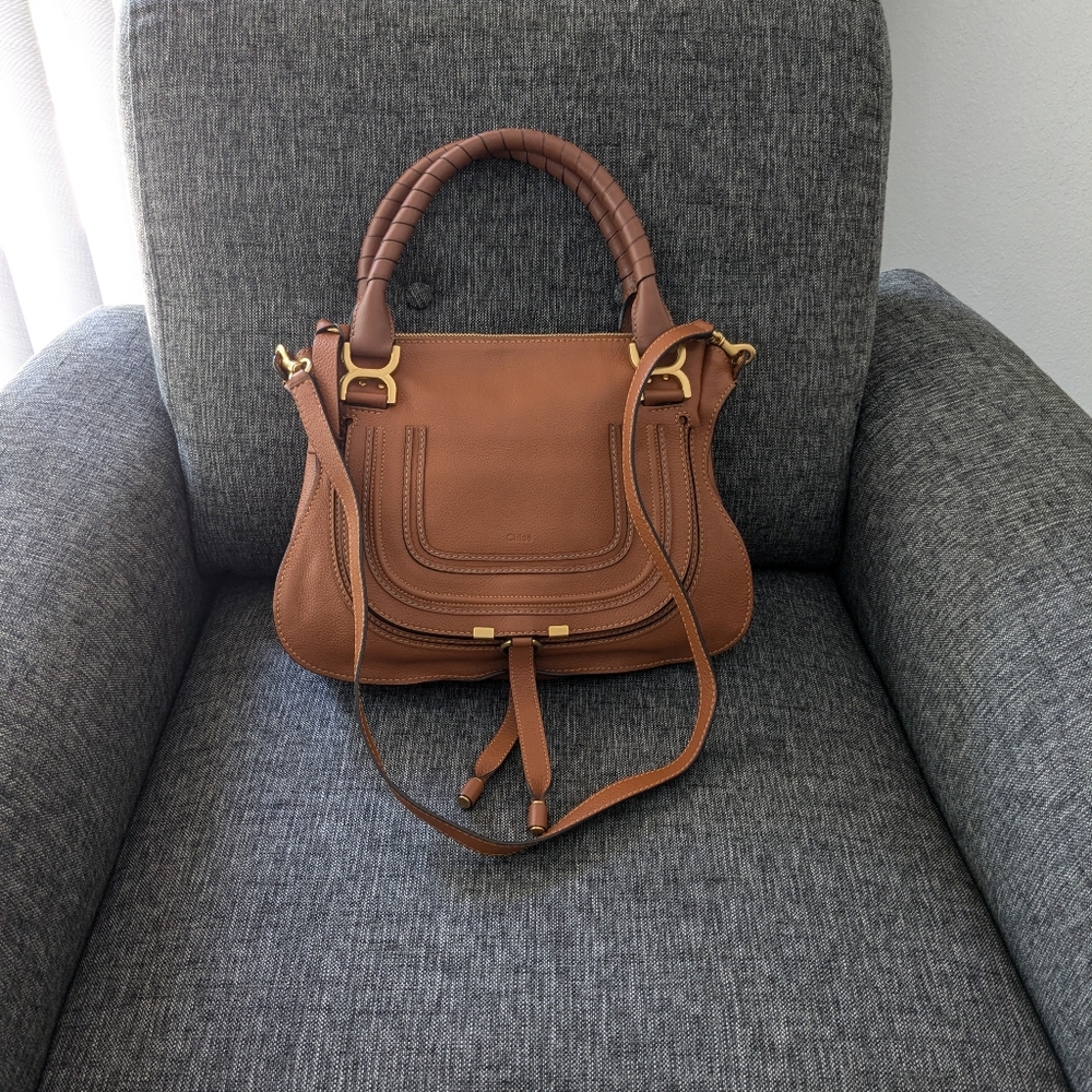 CHLOÉ Marcie medium textured-leather shoulder bag top handle NEW